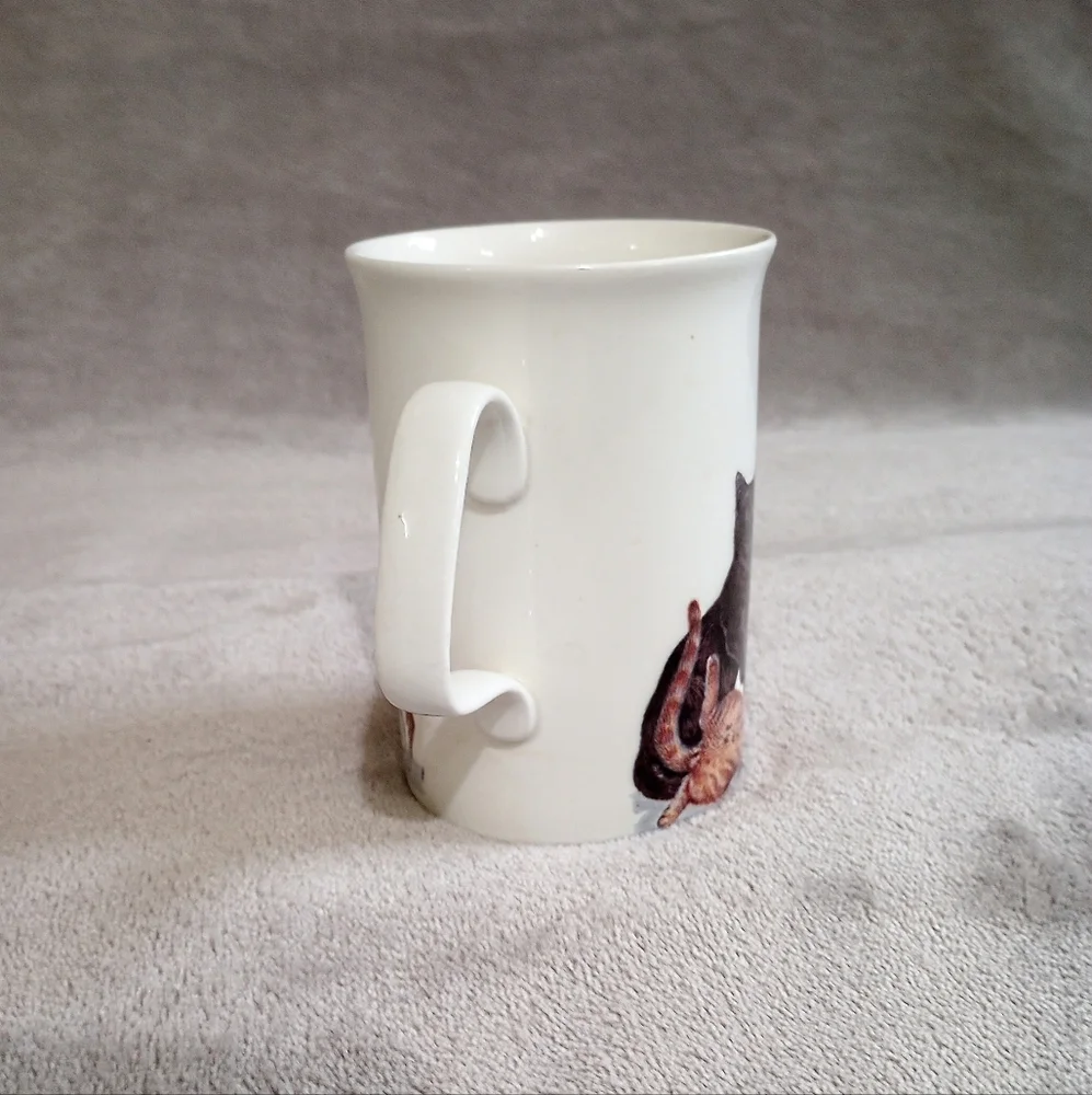 Vintage 1989 Roy Kirkham England Bone China Cat Lovers Mug Cup